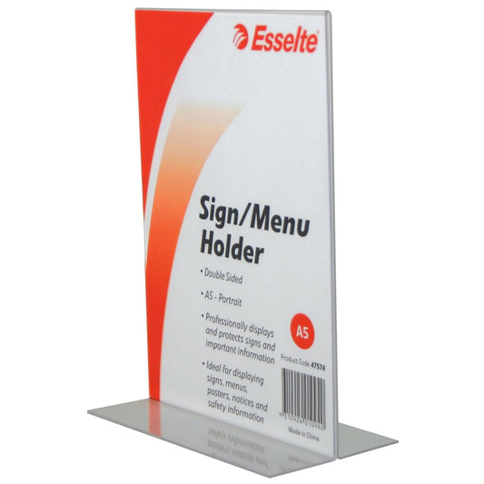 MENU/SIGN HOLDER ESSELTE A5 DOUBLE SIDED PORTRAIT  Special Order Only G50182