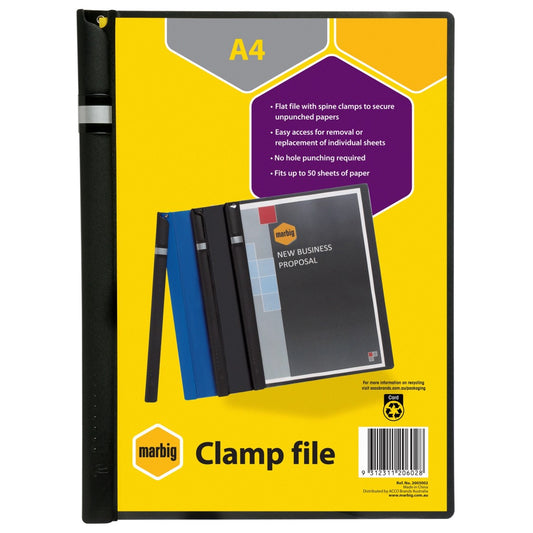 CLAMP FILE MARBIG A4 BLACK   G51328