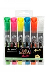 MARKER LED QUARTET NEON DRY ERASE ASST COLOURS PK6   G52585