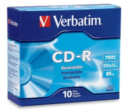 CD-R VERBATIM 80MIN 52X 700MB SLIM CASE PK10   G52670