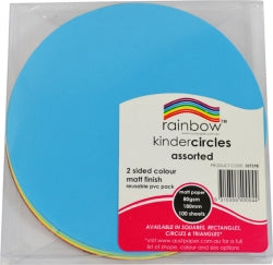 CRAFT PAPER RAINBOW CIRCLES 100'S MATT D/SIDED 180MM   G53969