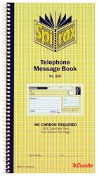 TELEPHONE MESSAGE BOOK SPIRAX 550 C/LESS   G54005