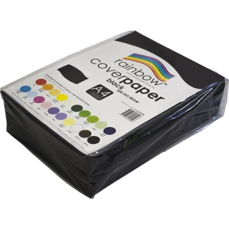 COVER PAPER RAINBOW A4 125GSM BLACK REAM   G56766