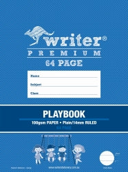 SP- PLAYBOOK WRITER PREMIUM 330X240MM PLAIN 1 SIDE/14MM RULED 64PG SWINGS  Special Order Only G57740