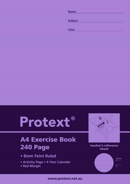 EXERCISE BOOK PROTEXT A4 8MM + MARGIN RULED PP COVER 240PG   G57757