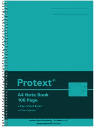 SP- NOTEBOOK PROTEXT A4 PP COVER AQUA 100PG  Special Order Only G57784