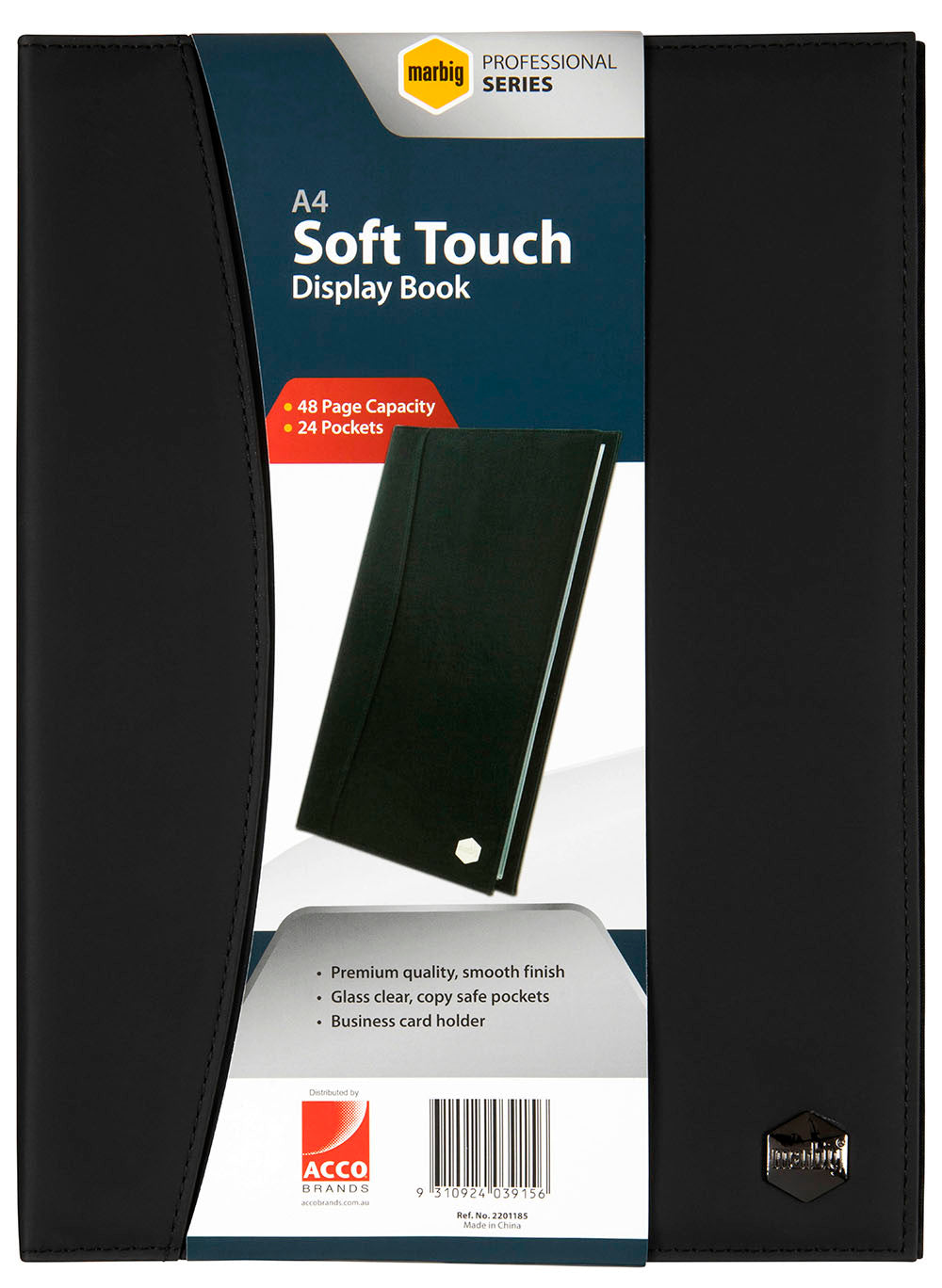 DISPLAY BOOK MARBIG PROFESSIONAL A4 SOFT TOUCH 24 POCKETS BLACK   G58092