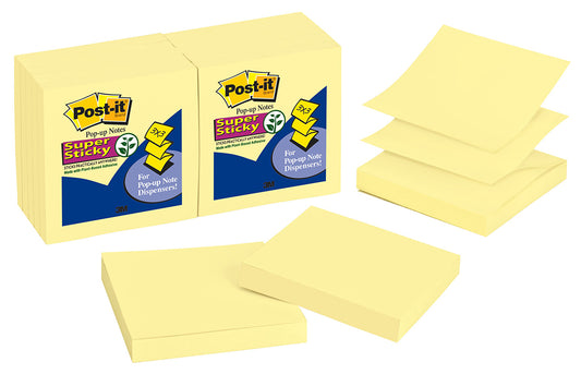 NOTES SUPER STICKY POST-IT 76X76MM R330-12SSCY POP UP CANARY YEL PK12   G58138