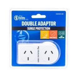 DOUBLE ADAPTOR THE BRUTE POWER CO. FLAT LEFT+SURGE PROTECTION WHITE   G58203