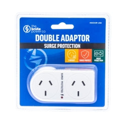 DOUBLE ADAPTOR THE BRUTE POWER CO. FLAT RIGHT+SURGE PROTECTION WHITE   G58204