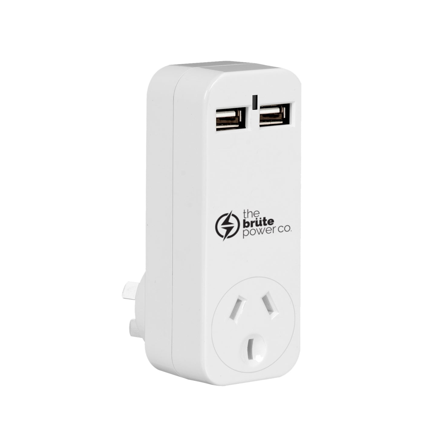 ADAPTOR THE BRUTE POWER CO. ONE SOCKET+2 USB PORTS+SURGE PROTECTION WHT   G58207