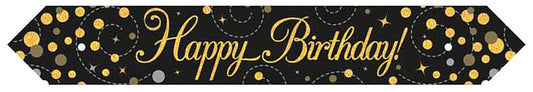 BANNER ALPEN 2.7M HAPPY BIRTHDAY SPARKLING FIZZ BLACK AND GOLD   G58447