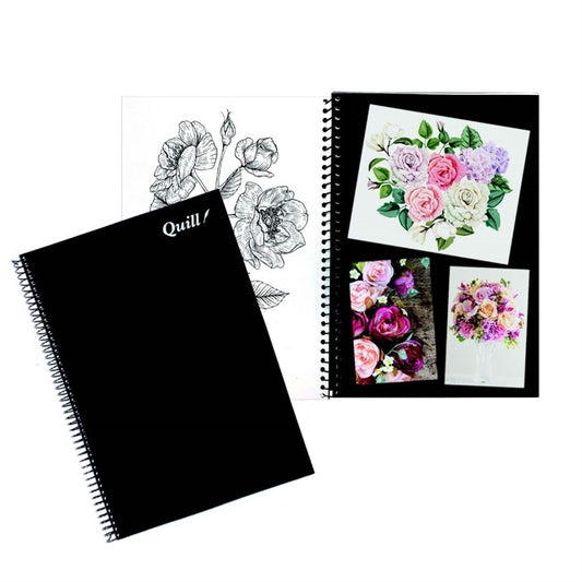 VISUAL ART DIARY QUILL A4 BLACK AND WHITE PAGES 60 PAGES EACH   G58482