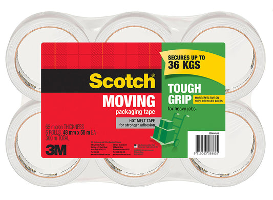 TAPE PACKAGING SCOTCH 48MMX50M 3500-6-AU TOUGH GRIP MOVING PK6   G58777