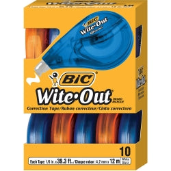 CORRECTION TAPE BIC 4.2MMX12M WITE-OUT EZ PK10   G58954