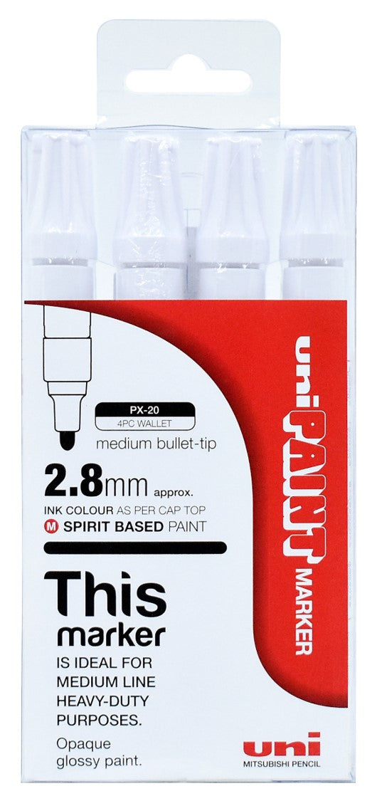 MARKER PAINT UNI PX20 WHITE PK4   G59063