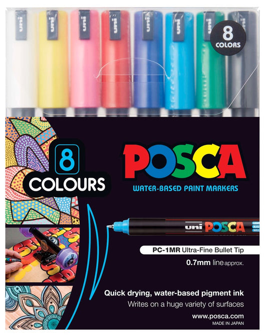 MARKER UNI POSCA PC1MR N/POINT ASSTD WLT8   G59138