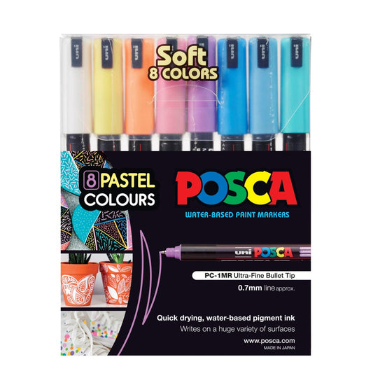 MARKER UNI POSCA PC1MR N/POINT SOFT COLOURS ASSTD WLT8   G59139