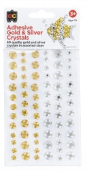 ADHESIVE CRYSTALS EC GOLD & SILVER PK60   G59259