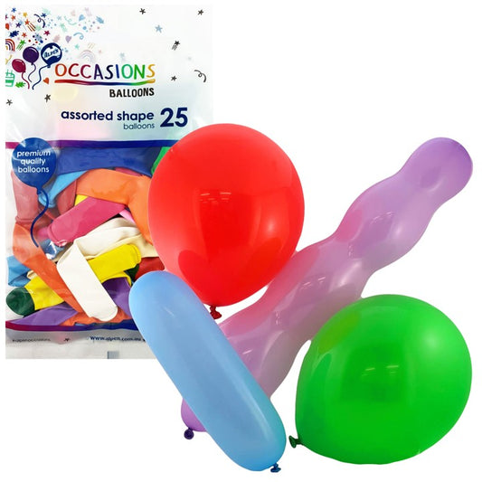 BALLOONS ALPEN ASST SHAPES 25'S   G60079