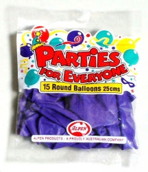 BALLOONS ALPEN 25CM PURPLE 15'S   G60112