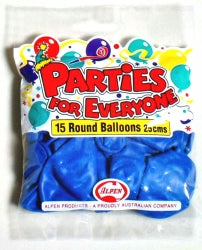BALLOONS ALPEN 25CM BLUE 15'S   G60115