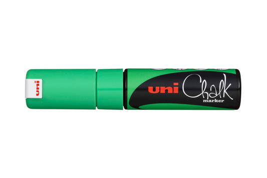 MARKER CHALK UNI 8MM CHISEL TIP FLUORO GREEN   G64549E