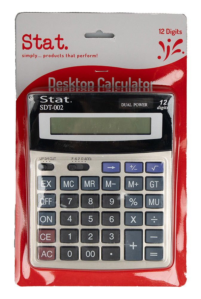 CALCULATOR STAT 12 DIGIT SDT002 MEDIUM DUAL PWR   G65171