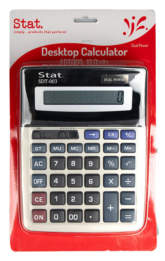 CALCULATOR STAT 12 DIGIT SDT003 LARGE DUAL PWR   G65172