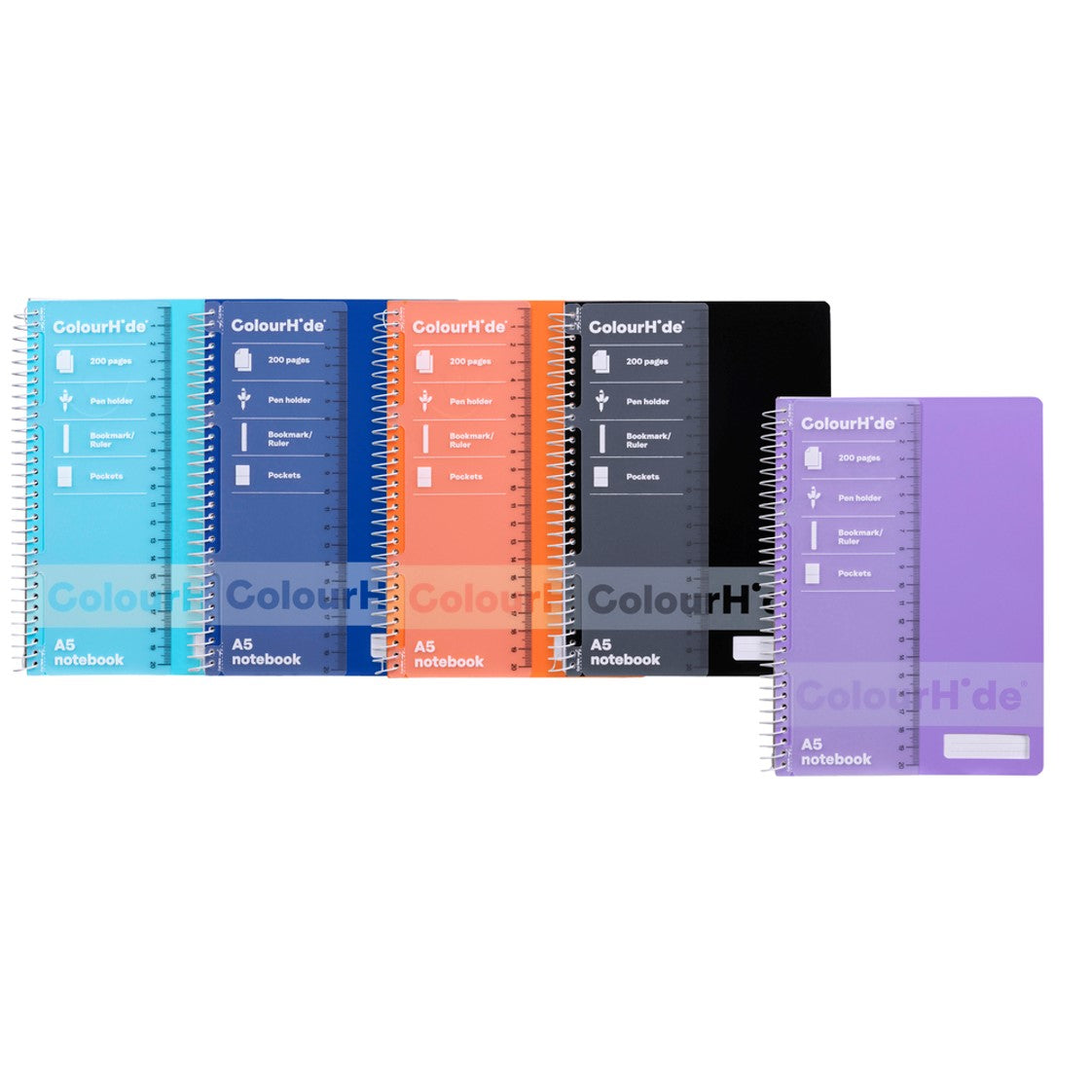 NOTEBOOK COLOURHIDE A5 ASSORTED 200PG   G65337