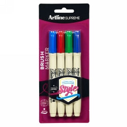 MARKER ARTLINE SUPREME BRUSH ASST PK4   G65475