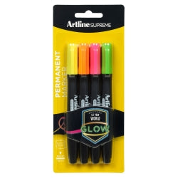 MARKER ARTLINE SUPREME 1.0MM GLOW ASST PK4   G65476