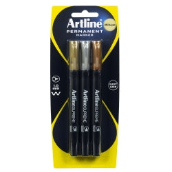 MARKER ARTLINE SUPREME 1.0MM METALLIC ASST PK3   G65478