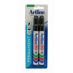 MARKER ARTLINE 90 5MM PERMANENT CHISEL NIB BLACK PK2   G65481