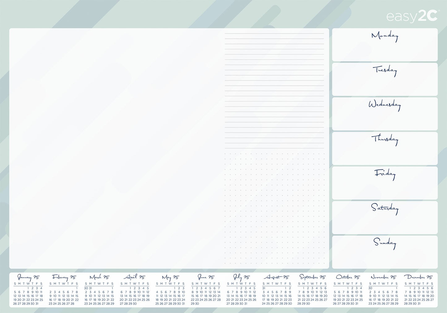 DESK PAD EASY2C 600X420MM WTV WITH CALENDAR   G68115.25