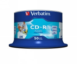 CD-R SPINDLE VERBATIM 700MB WHITE INKJET 50PK   G70346