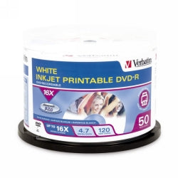 DVD-R VERBATIM 4.7GB WHITE INKJET PRINTABLE PK50   G70385