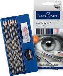 PENCIL LEAD FABER-CASTELL GOLDFABER GRAPHITE SKETCH SET 6PC+SHARP/ERASER   G70895