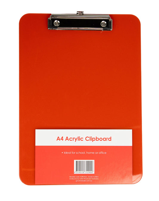 CLIPBOARD GNS BASIC A4 ACRYLIC RED   G71290