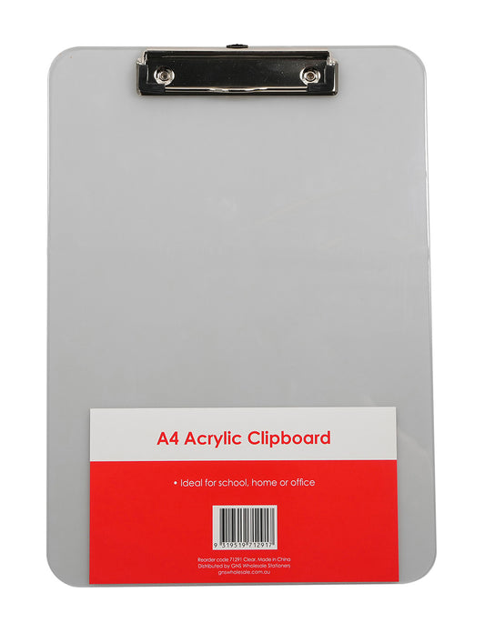 CLIPBOARD GNS BASIC A4 ACRYLIC CLEAR   G71291