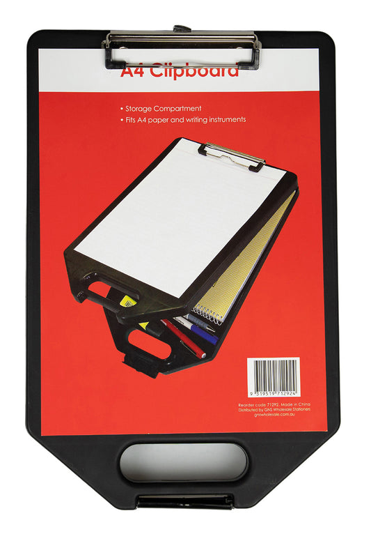 CLIPBOARD GNS BASIC A4 WITH STORAGE BLACK   G71292