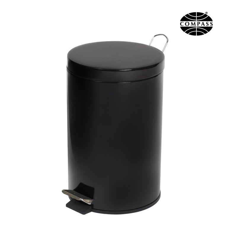 BIN COMPASS 12L STEEL PEDAL ROUND BLACK   G71460