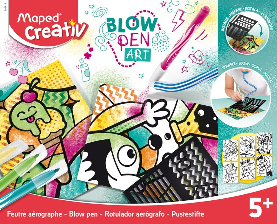 ART KIT MAPED COLOUR IN TEMPLATES & STENCILS WITH BLOW PEN   G71566