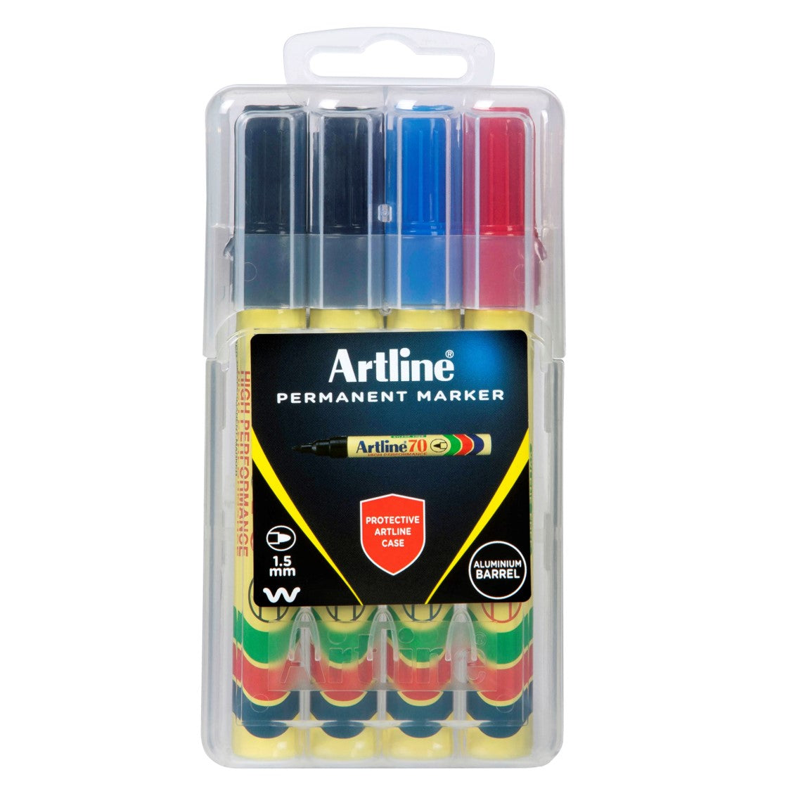 MARKER ARTLINE 70 PERMANENT 1.5MM BULLET NIB HARD CASE ASST PK4   G71567