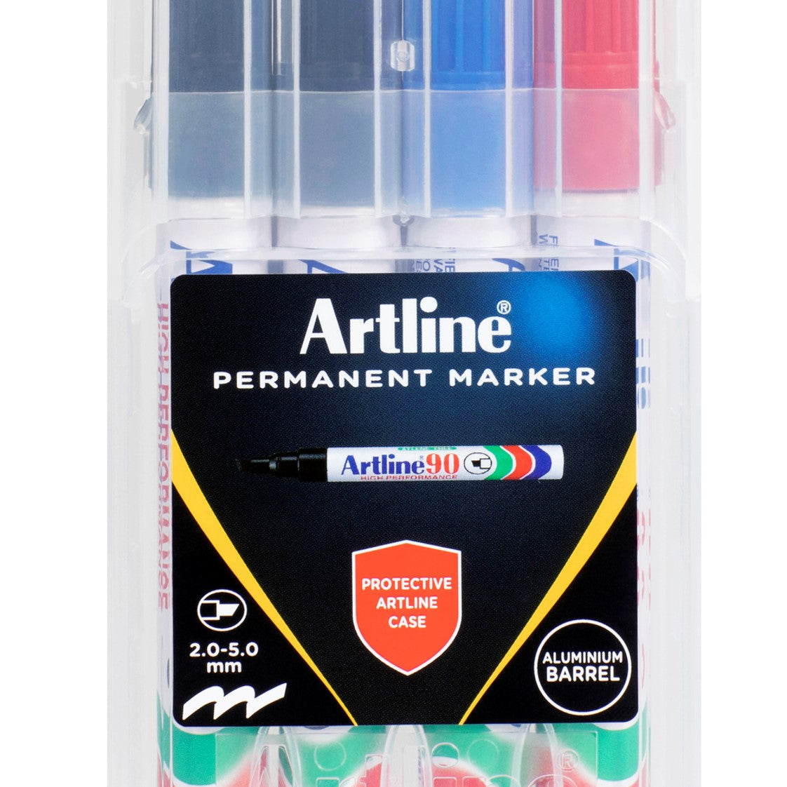 MARKER ARTLINE 90 PERMANENT 5MM CHISEL NIB HARD CASE ASST PK4   G71569