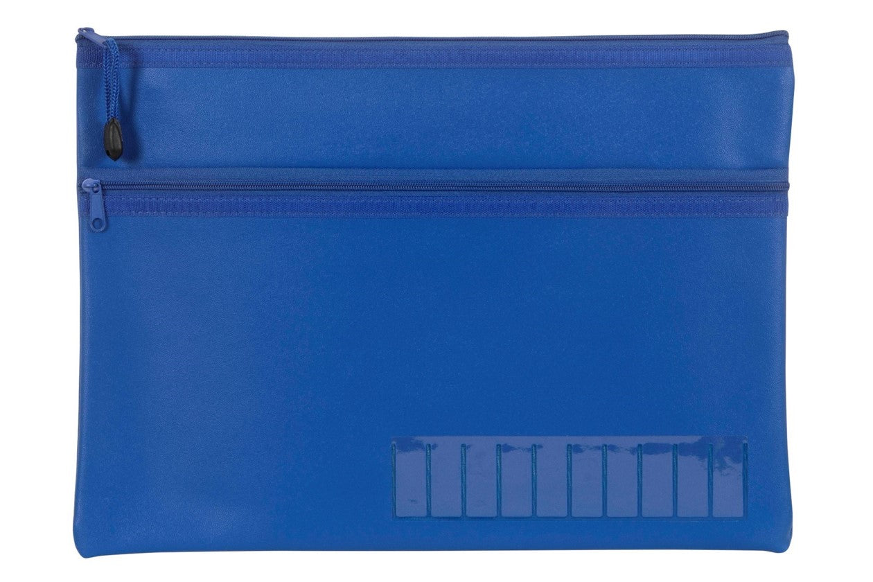 PENCIL CASE CELCO 350X180MM NAME LARGE 2 ZIP BLUE   G71583