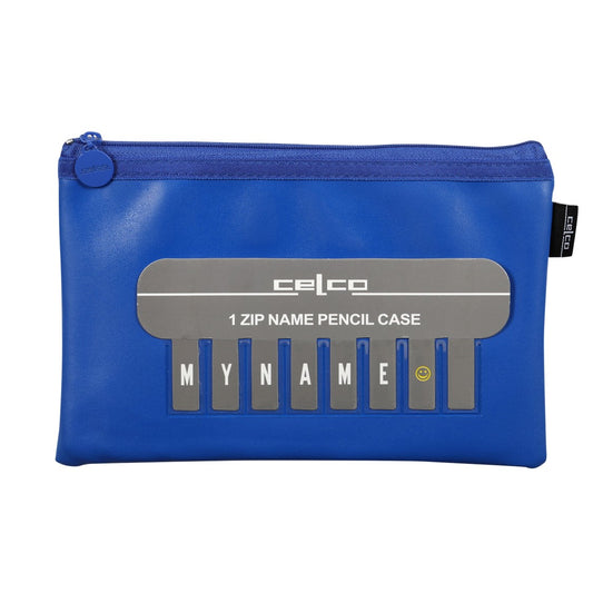 PENCIL CASE CELCO 250X130MM NAME SMALL 1 ZIP BLUE   G71585