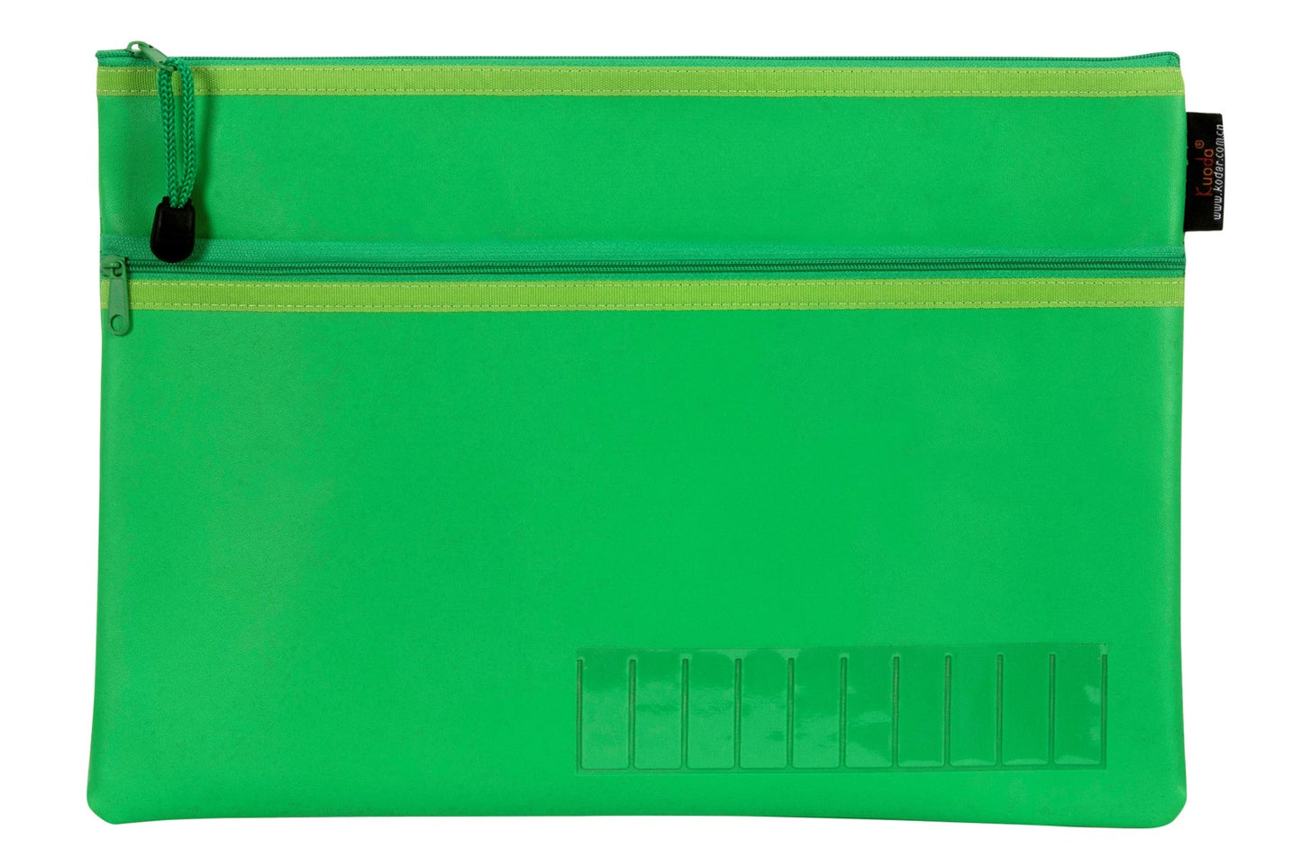 PENCIL CASE CELCO 345X264MM NAME LARGE 2 ZIP GREEN   G71586