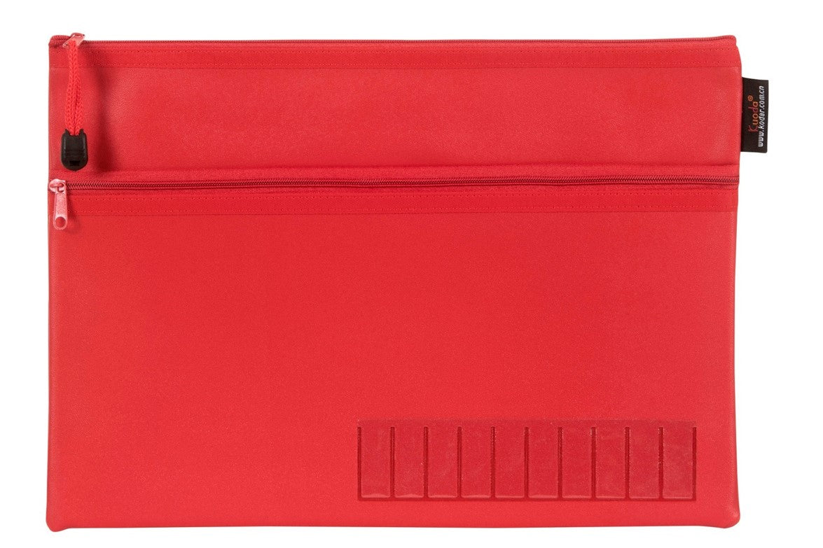 PENCIL CASE CELCO 345X264MM NAME LARGE 2 ZIP RED   G71589