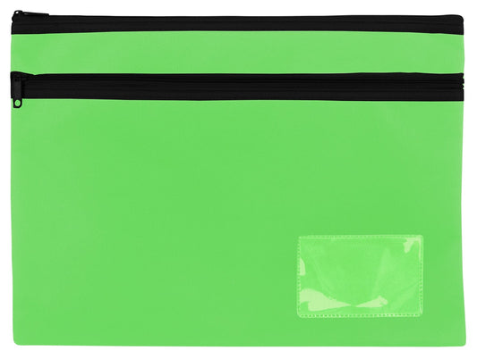 PENCIL CASE CELCO 345X264MM PREMIUM LARGE BRIGHTS 2 ZIP LIME GREEN   G71596